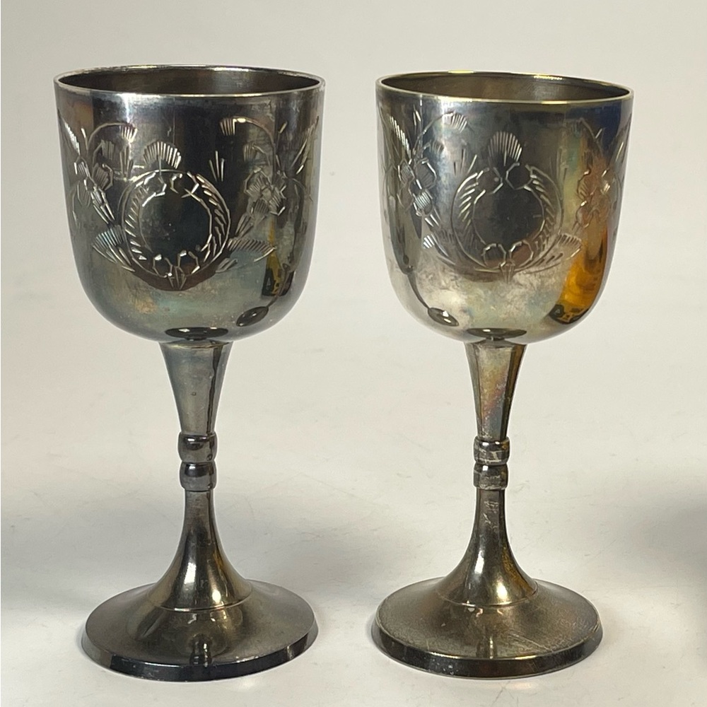 Set Of Two Vintage EPNS (Electroplated Nickel Silver) Goblets Brass Handcrafted